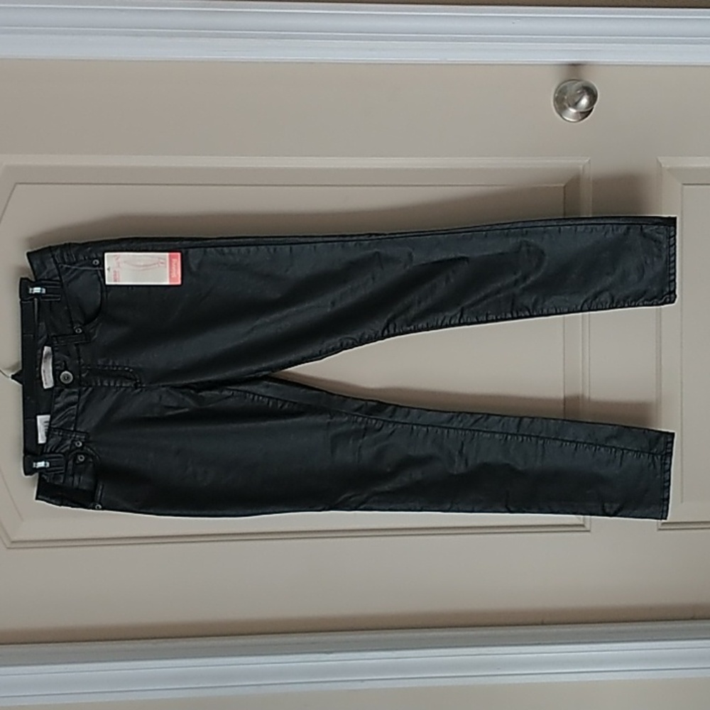 NWT No Boundaries Juniors sz 11 Blabk Leatherette Skinny Pants Jeans